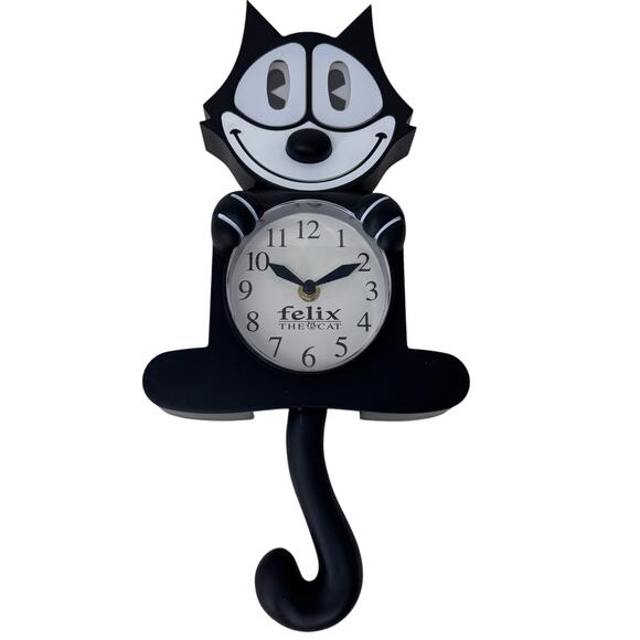 NJ Croce 3DFelix The Cat Analog Motion Clock Moving Eyes Pendulum Tail Black - Picture 4 of 13